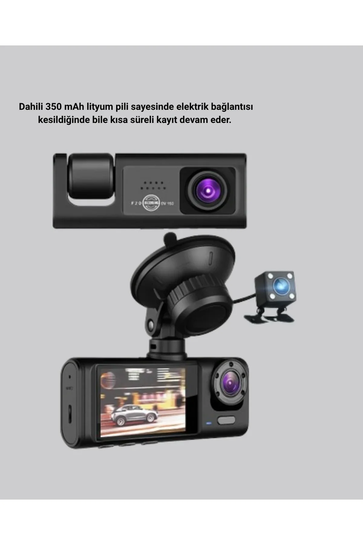 Üç Kameralı Araç Dvr Full Hd Gece Görüşlü Ve 2 İnç Ips Ekranlı - Just Cheap Store Görsel 4