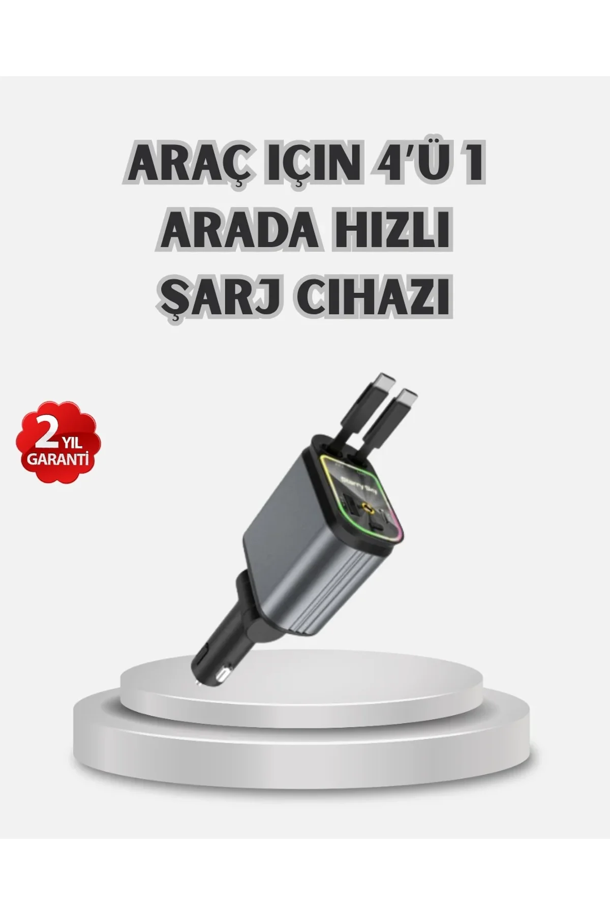Araç Şarj Cihazı 4 Portlu 66w Hızlı Şarjlı Led Işıklı Ve 180° Dönebilir - Just Cheap Store Görsel 2