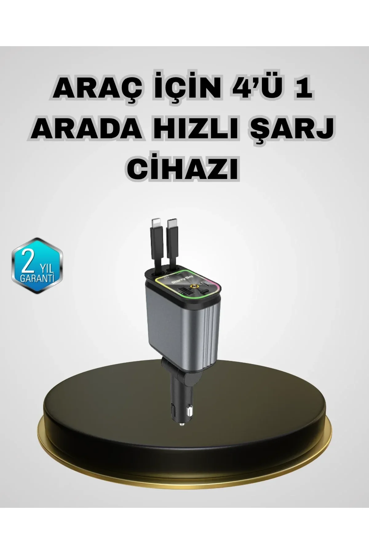 Araç Şarj Adaptörü 66w Pd Qc Hızlı Şarjlı Ve Çekilebilir Kablolu - Just Cheap Store Görsel 2
