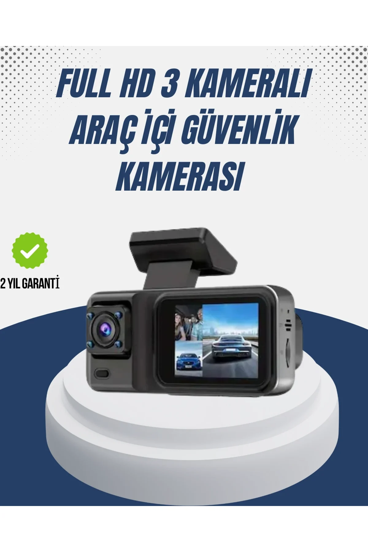1080p Üç Kameralı Araç Kamerası Wi-fi Destekli Park Modu Ve G-sensörlü