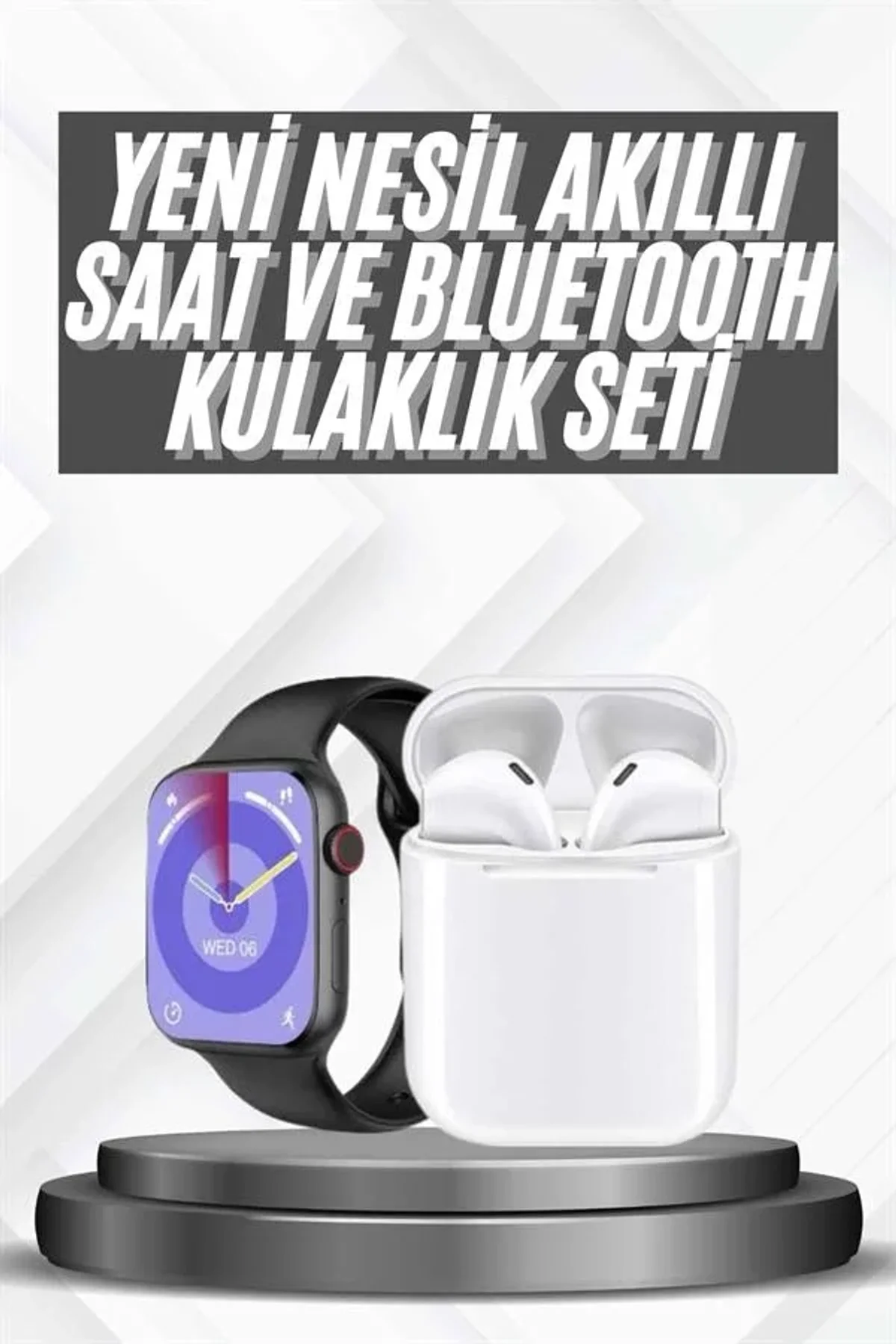 Akıllı Saat Gümüş Kasa Bluetooth Kulaklık Hediyeli Çok Fonksiyonlu İkili Set - Just Cheap Store Görsel 3