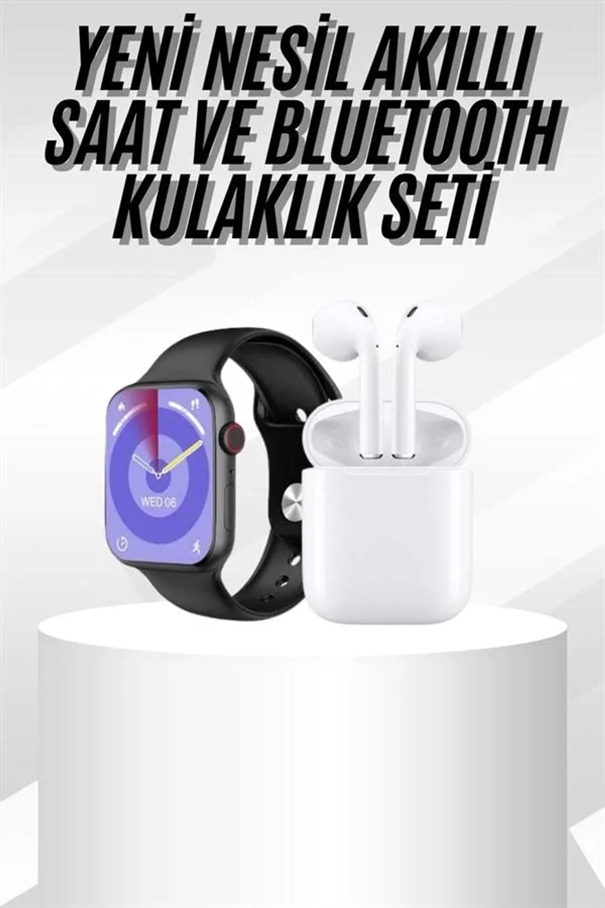 Yeni Nesil Akıllı Saat Ve Kulaklık Seti Gümüş Kasa Zarif Tasarım Çok Fonksiyonlu - Just Cheap Store Görsel 3