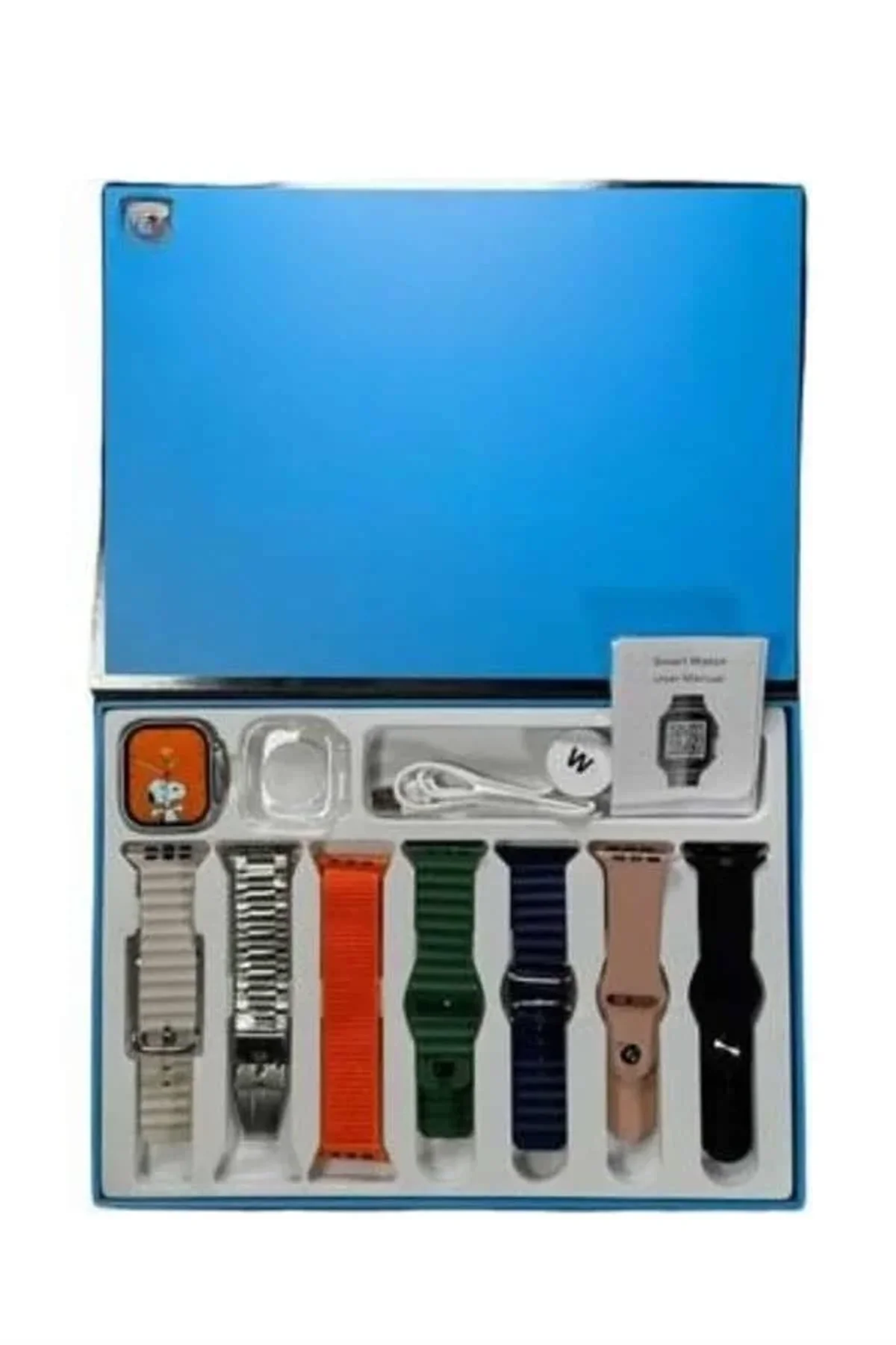 Akıllı Saat 7 Kordon Hediyeli Takvim Alarm Nabız Ölçer Bildirim Görme Sesli Görüşme - Just Cheap Store Görsel 5