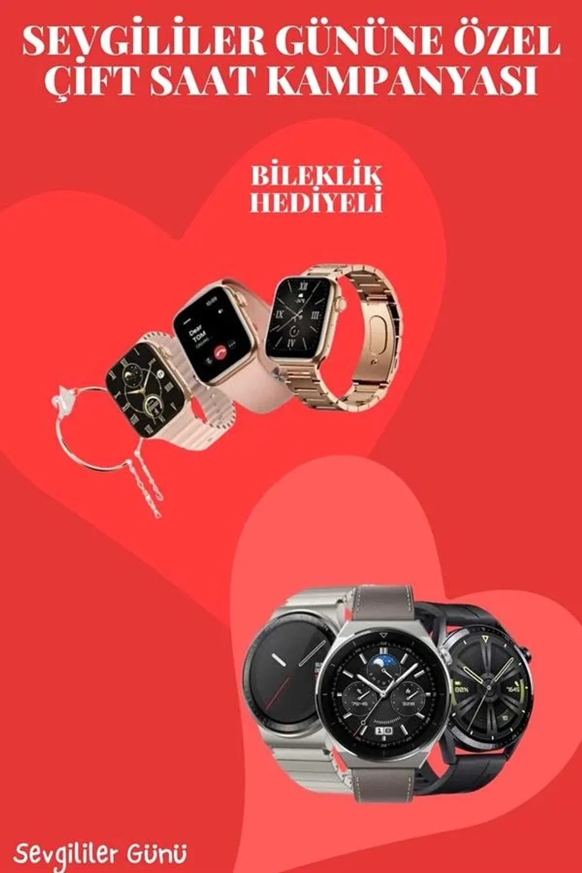 Sevgiliye Özel Yeni Nesil Akıllı Saat Çiftlere Özel Kampanya Çift Saatleri - Just Cheap Store Görsel 3