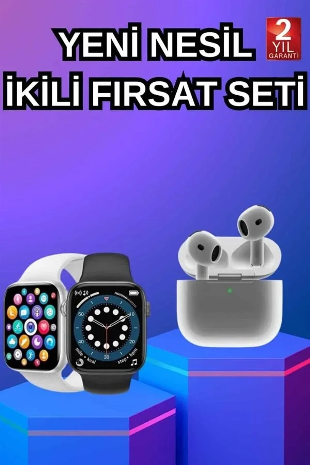 3.nesil Tws Bluetooth Kulaklık Ve Dokunmatik Ekran Akıllı Saat Sesli Görüşme - Just Cheap Store Görsel 3