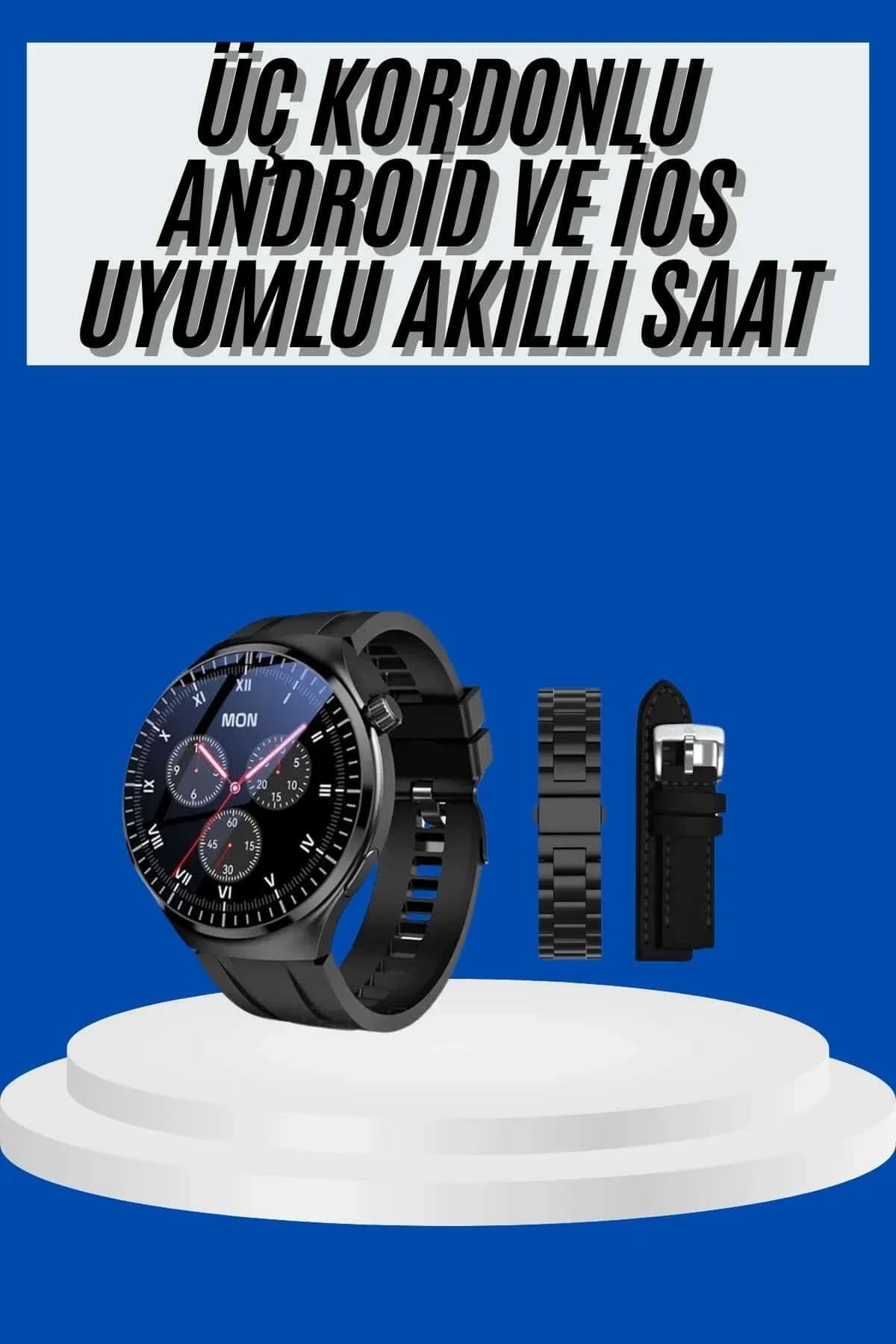 Amoled Ekran Akıllı Saat Üç Kordonlu İos Android Uyumlu - Just Cheap Store Görsel 2