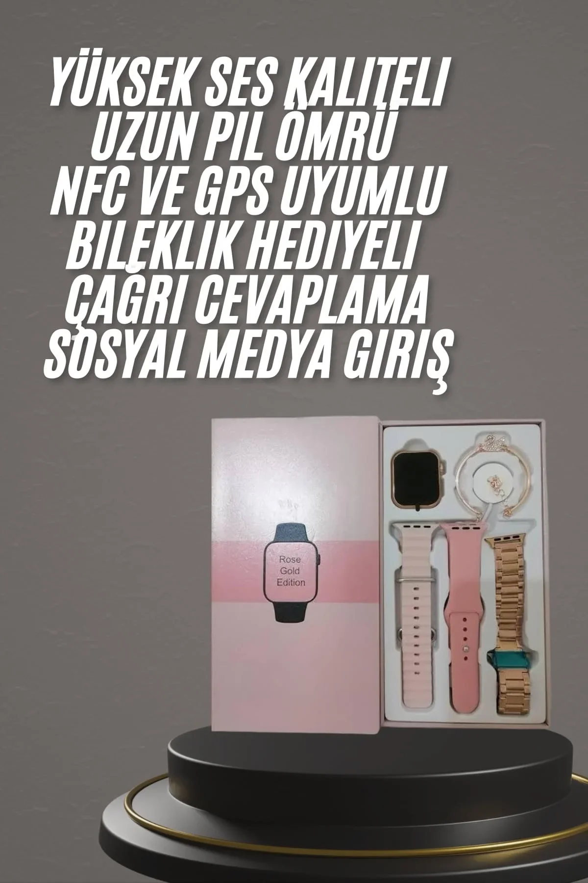 Yeni Nesil Kadın Akıllı Saat Rose Gold Android Ve İos Uyumlu - Just Cheap Store Görsel 3