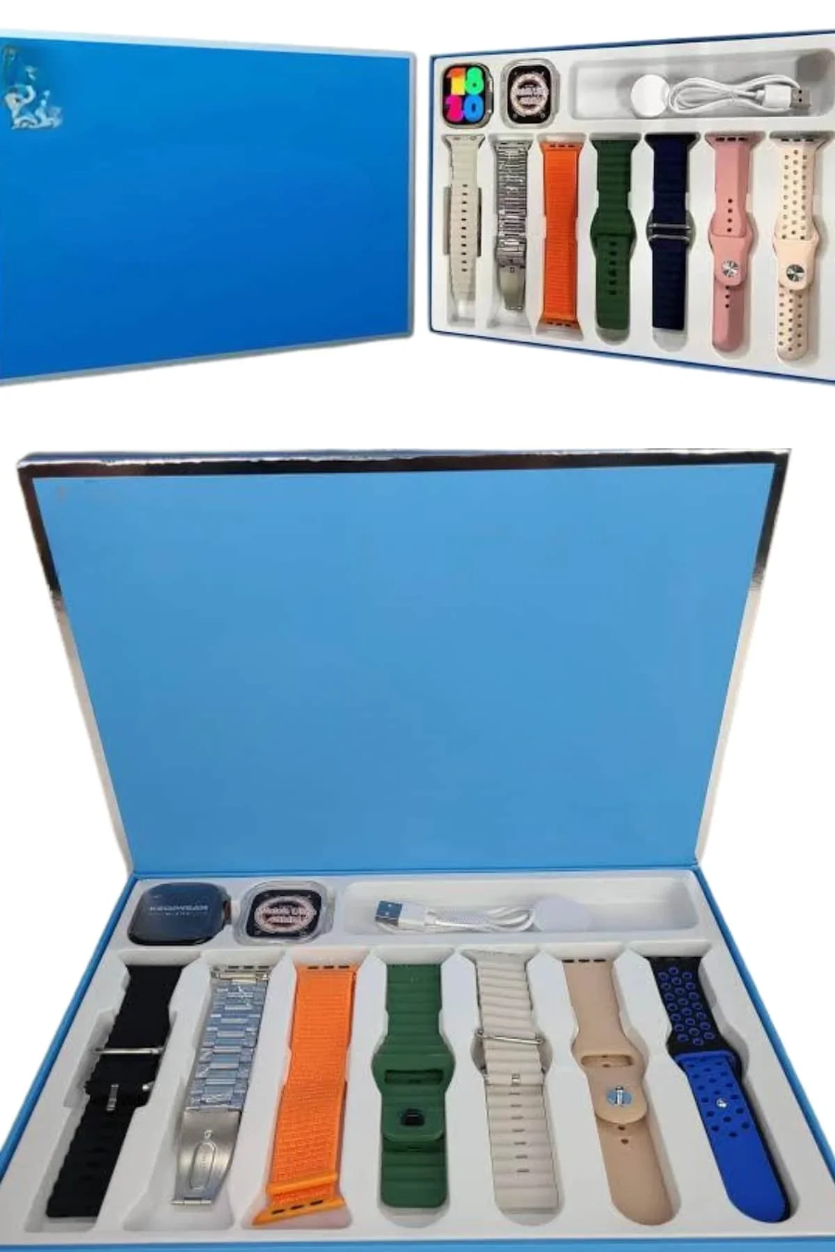 Akıllı Saat 7 Kordon Hediyeli Takvim Alarm Nabız Ölçer Bildirim Görme Sesli Görüşme - Just Cheap Store Görsel 5