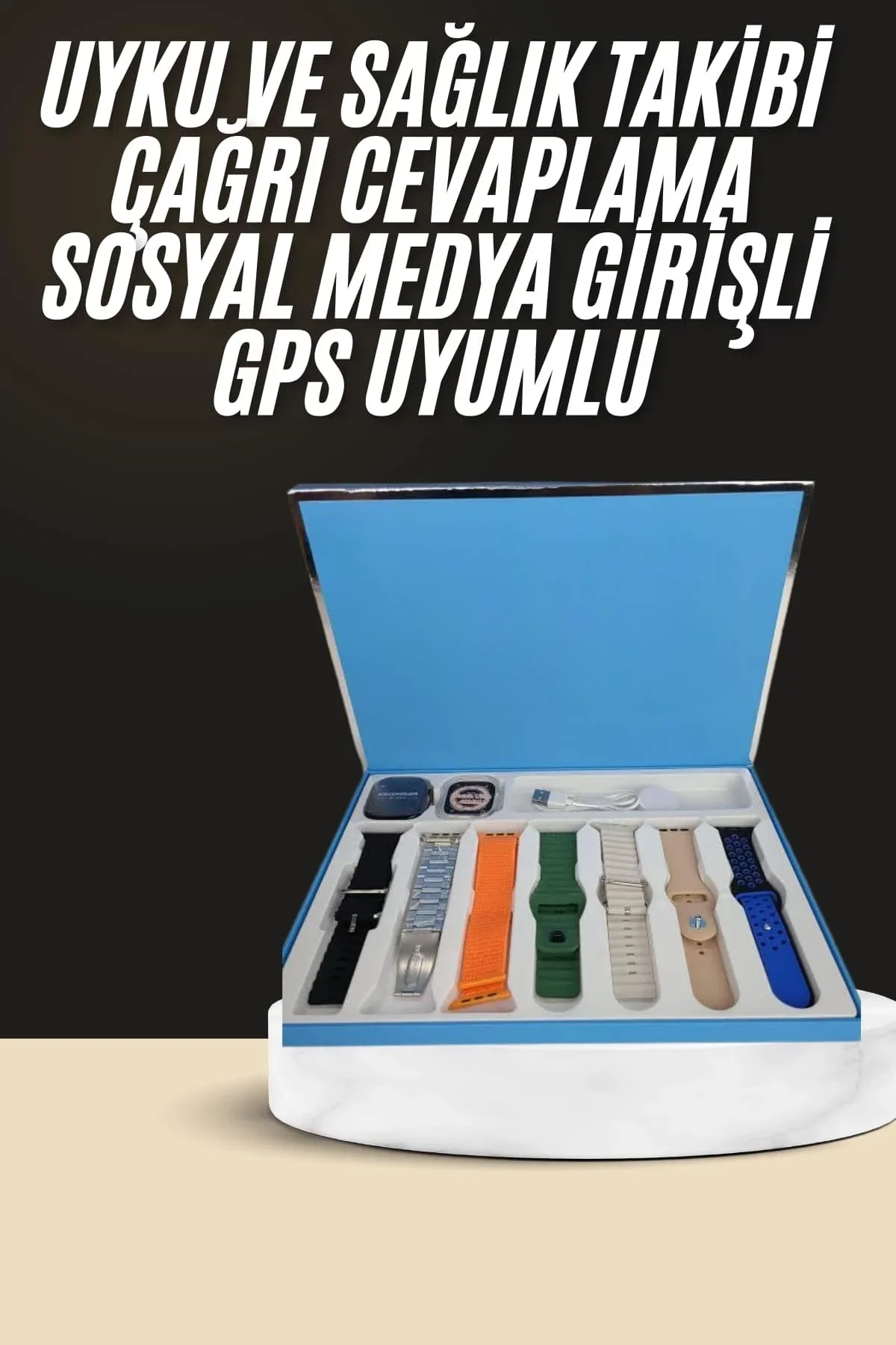7 Kordonlu Unisex Akıllı Saat Çoklu Kordon Seçeneği Amoled Ekran - Just Cheap Store Görsel 3