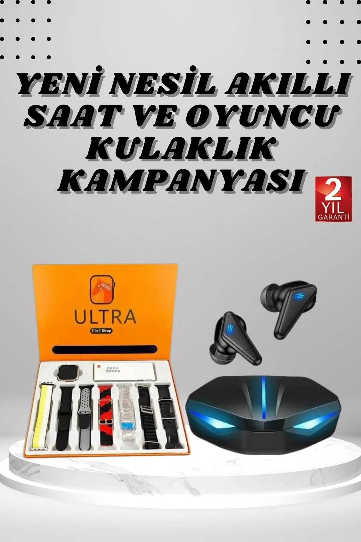7 Kordonlu Akıllı Saat Ve Kulaklığı Anc Özelliği Kulak İçi Mikrofonlu Sesli Görüşme