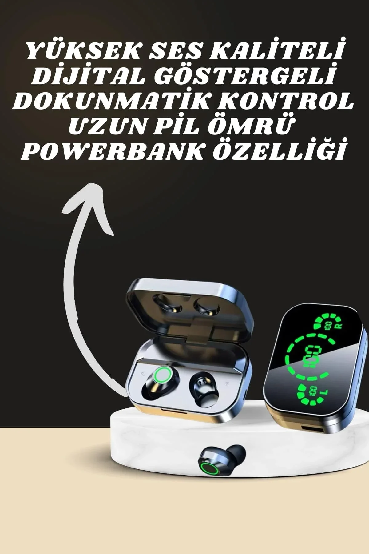 7 Kordonlu Akıllı Saat Ve Aynalı Bluetooth Kulaklık Powerbank Dijital Göstergeli - Just Cheap Store Görsel 3