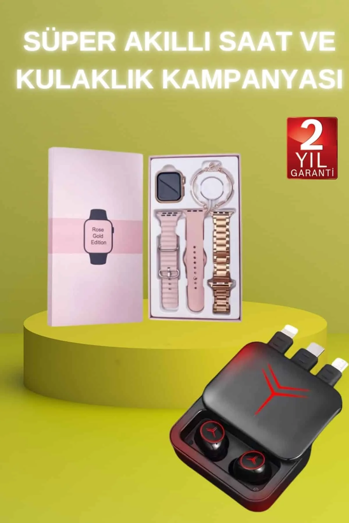Powerbank Özellikli Bluetooth Kulaklık Ve Nabız Ölçer Akıllı Saat Bileklik Hediyeli
