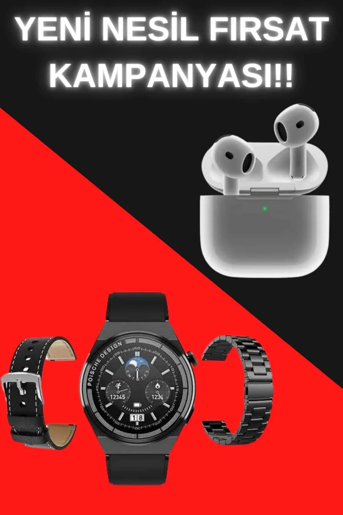 Akıllı Saat Ve Kulaklık Seti Bildirim Görme Arama Cevaplama Anc Özelliği - Just Cheap Store Görsel 2