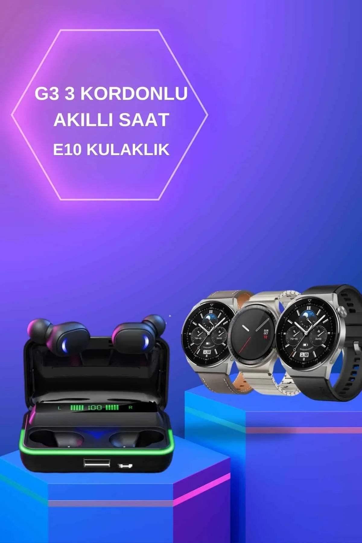 Yeni Nesil Akıllı Saat Ve Bluetooth Kulaklık Titreşim Bildirimleri Uyku Takibi - Just Cheap Store Görsel 3