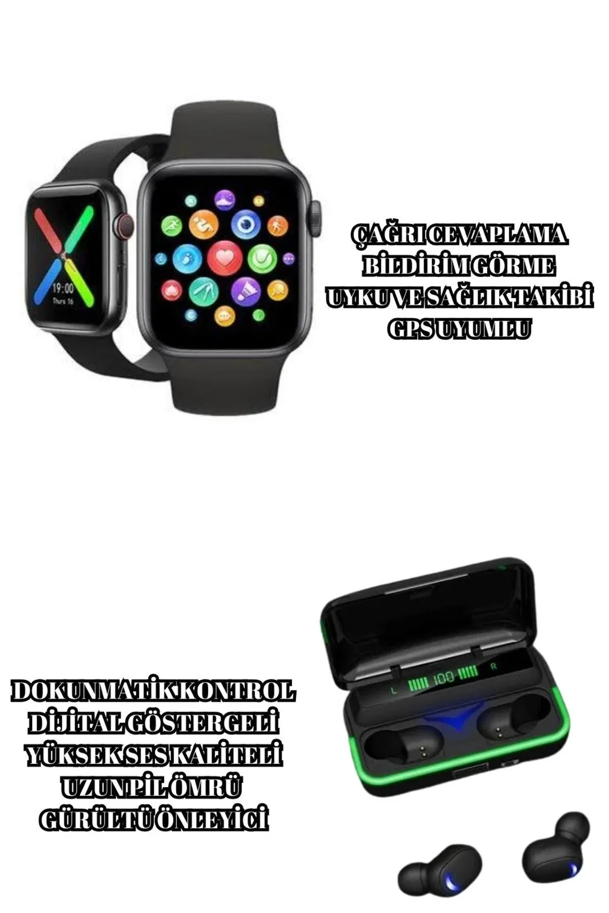 Ucuz Ve Kaliteli Kulaklıklı Saat Seti Bluetooth Bağlantılı Akıllı Saat Ve Kulaklık - Just Cheap Store Görsel 3