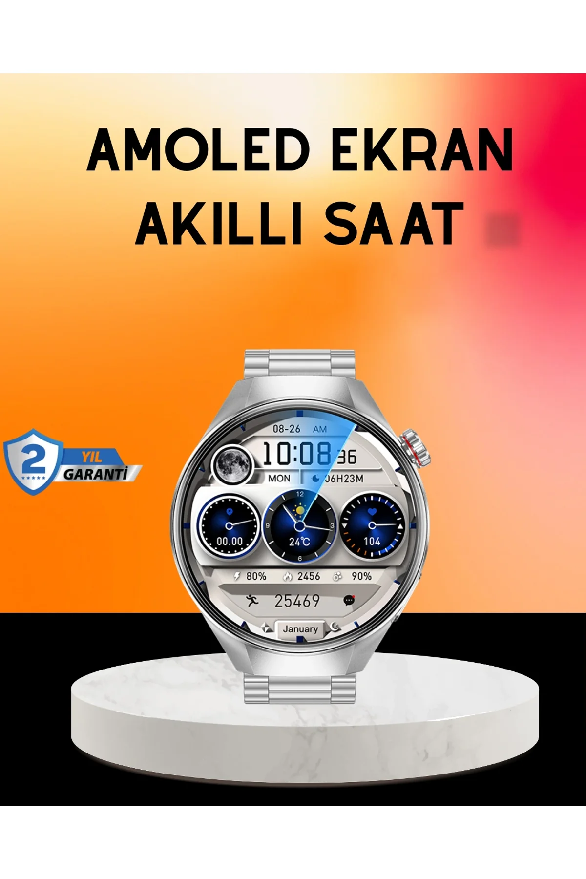 Akıllı Saat Amoled Ekran Bluetooth Aramalı – Nabız, Uyku Ve Spor Takipli