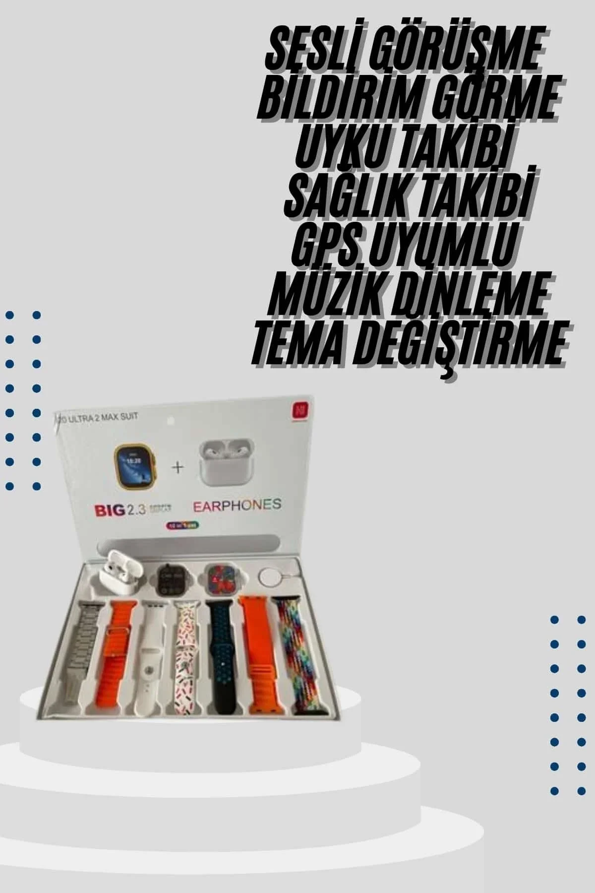 9 Ultra Akıllı Saat 49mm 2inç Ekran 7 Kordonlu Ve Bluetooth Kulaklık - Just Cheap Store Görsel 3