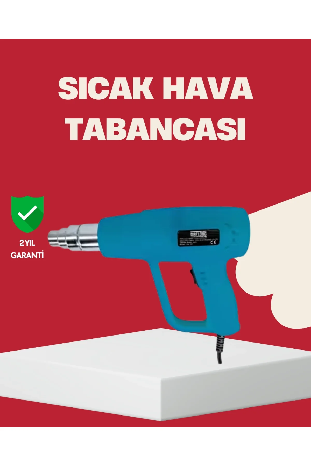 2 Kademeli Güçlü Sıcak Hava Tabancası 380° – 500° Isı Ayarı