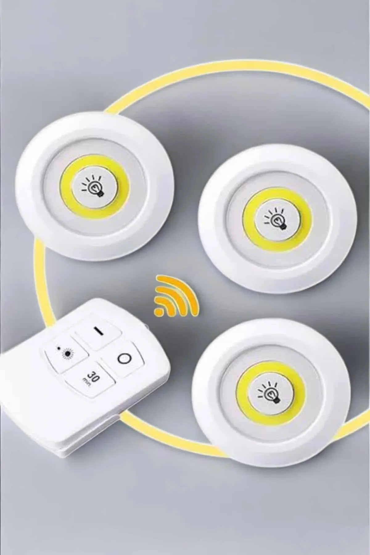 Led Lamba 3'lü Uzaktan Kumandalı Yapışkanlı Beyaz Işık - Just Cheap Store Görsel 4