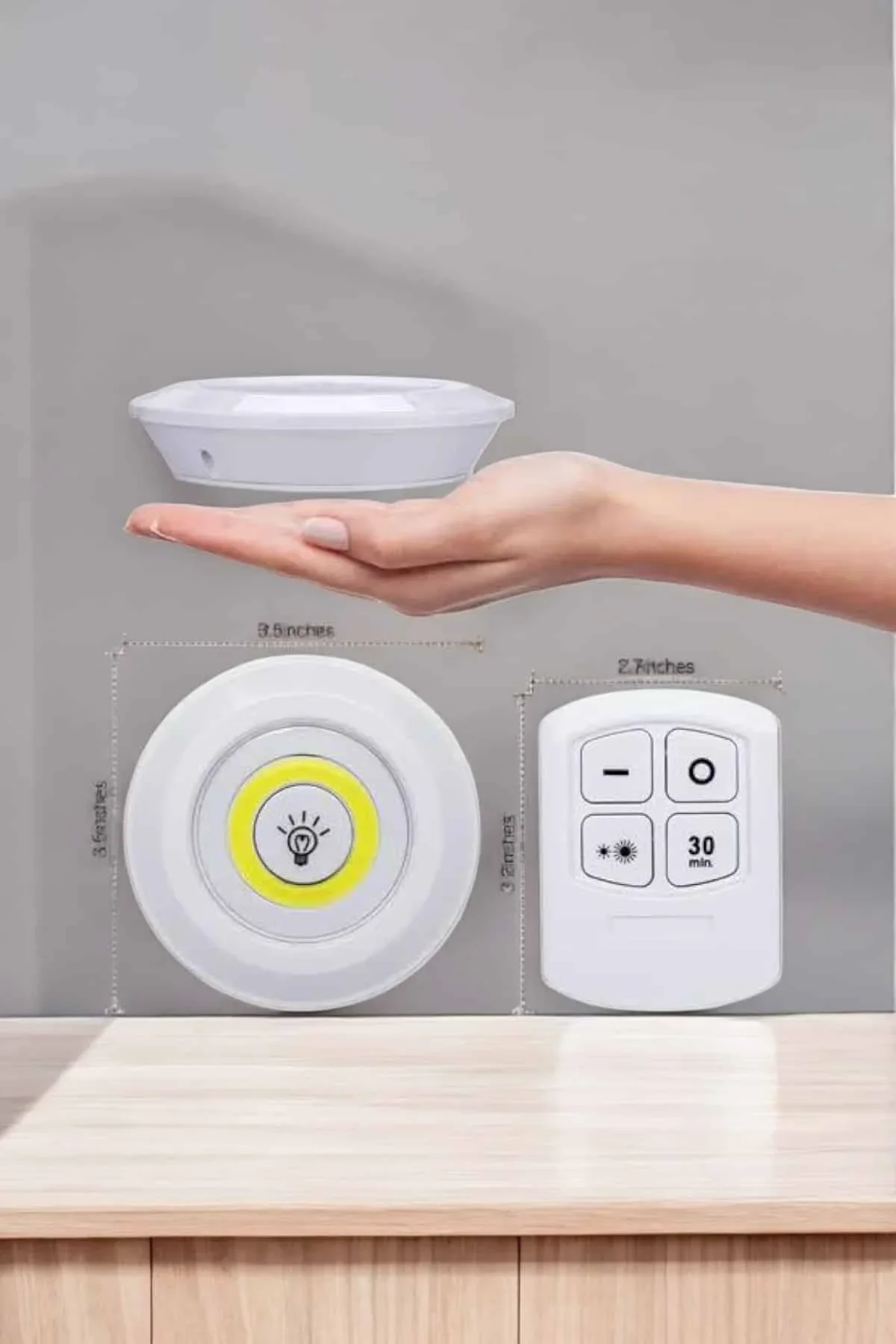 Led Lamba 3'lü Uzaktan Kumandalı Yapışkanlı Beyaz Işık - Just Cheap Store Görsel 3