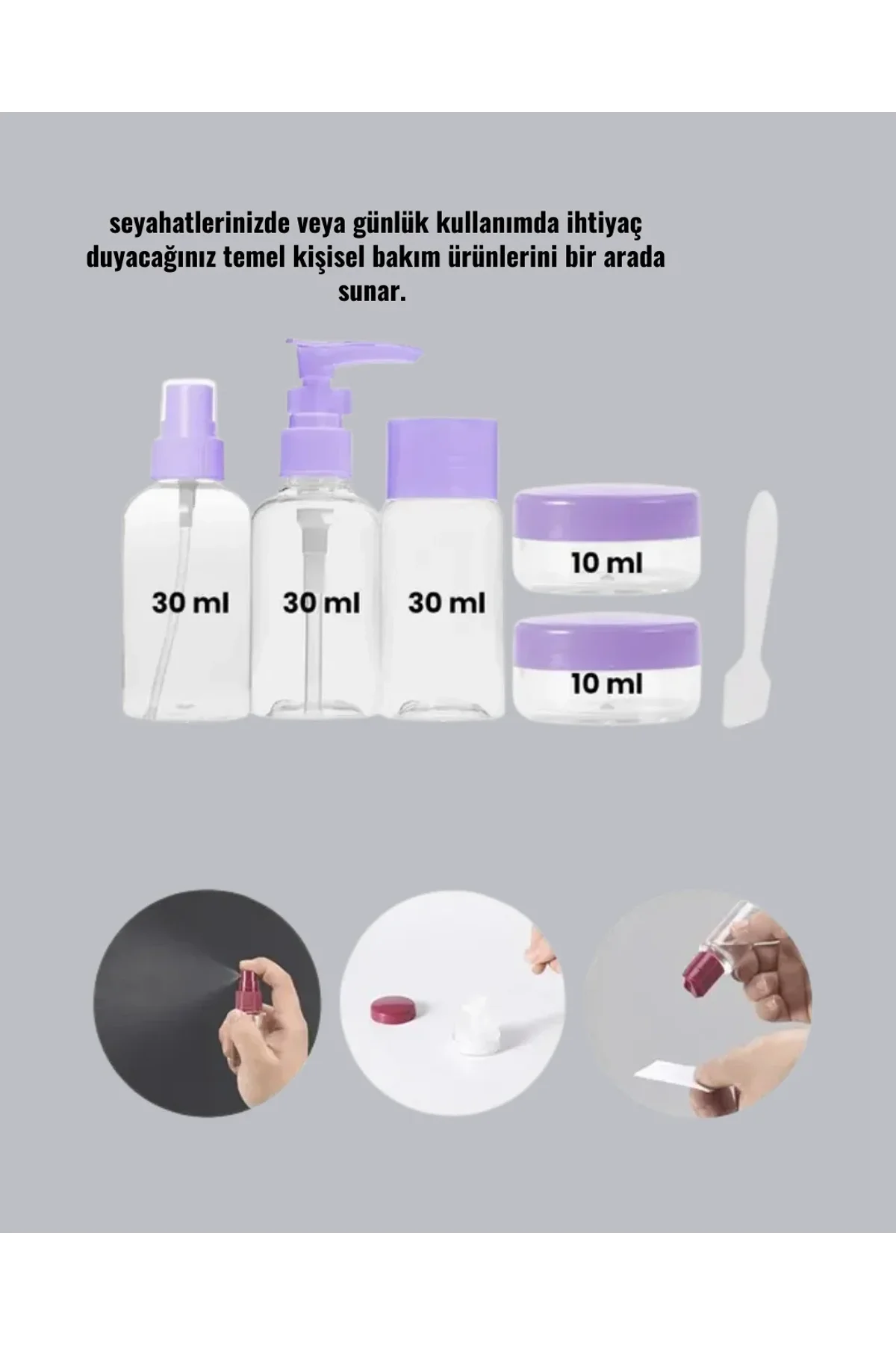 Seyahat Banyo Seti 5 Parça Şeffaf Taşıma Çantalı 30 Ml - Just Cheap Store Görsel 5