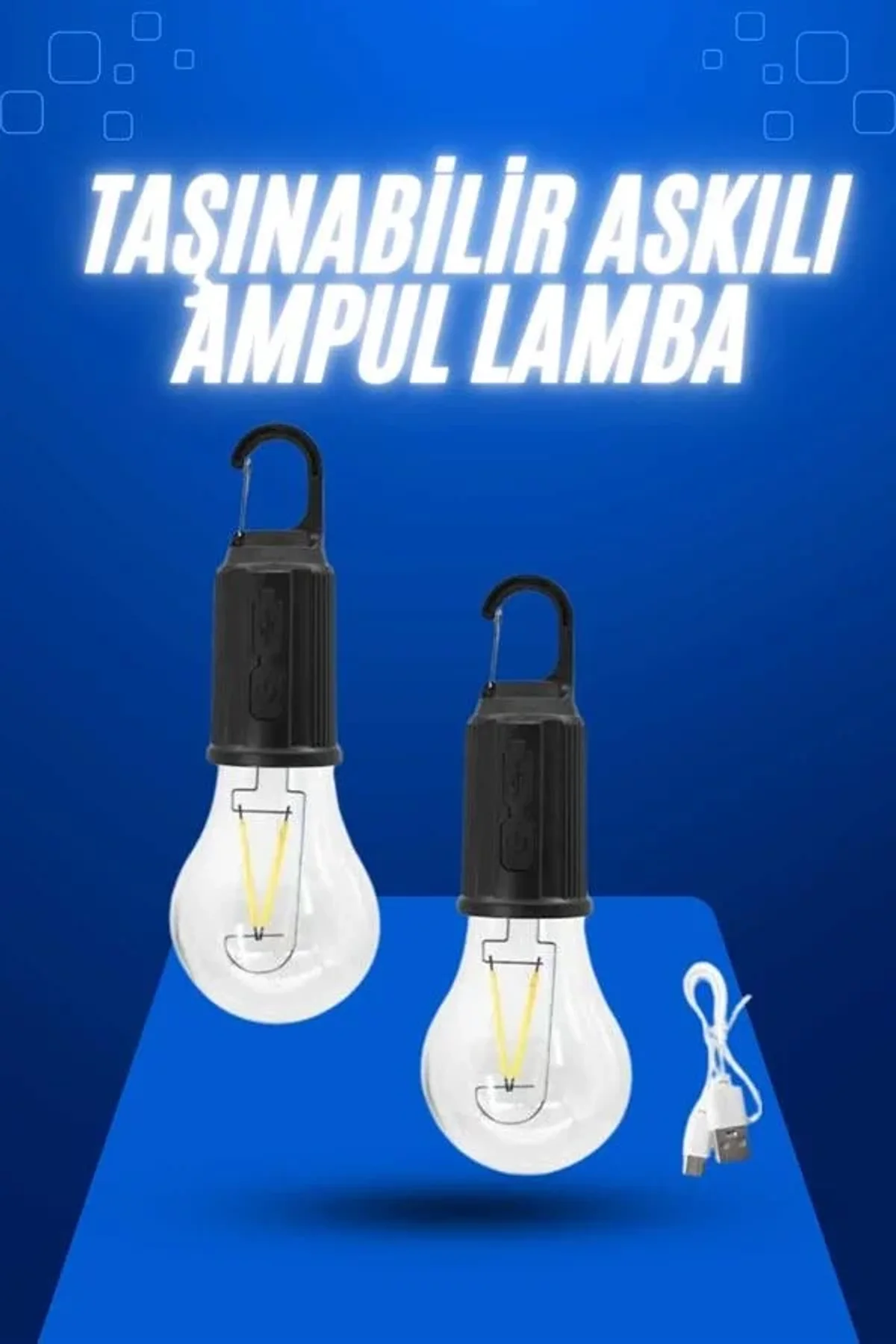 Askılı Kırılmaz Led Işık Kamp Bahçe Lambası Taşınabilir Led Ampul Şarjlı - Just Cheap Store Görsel 3