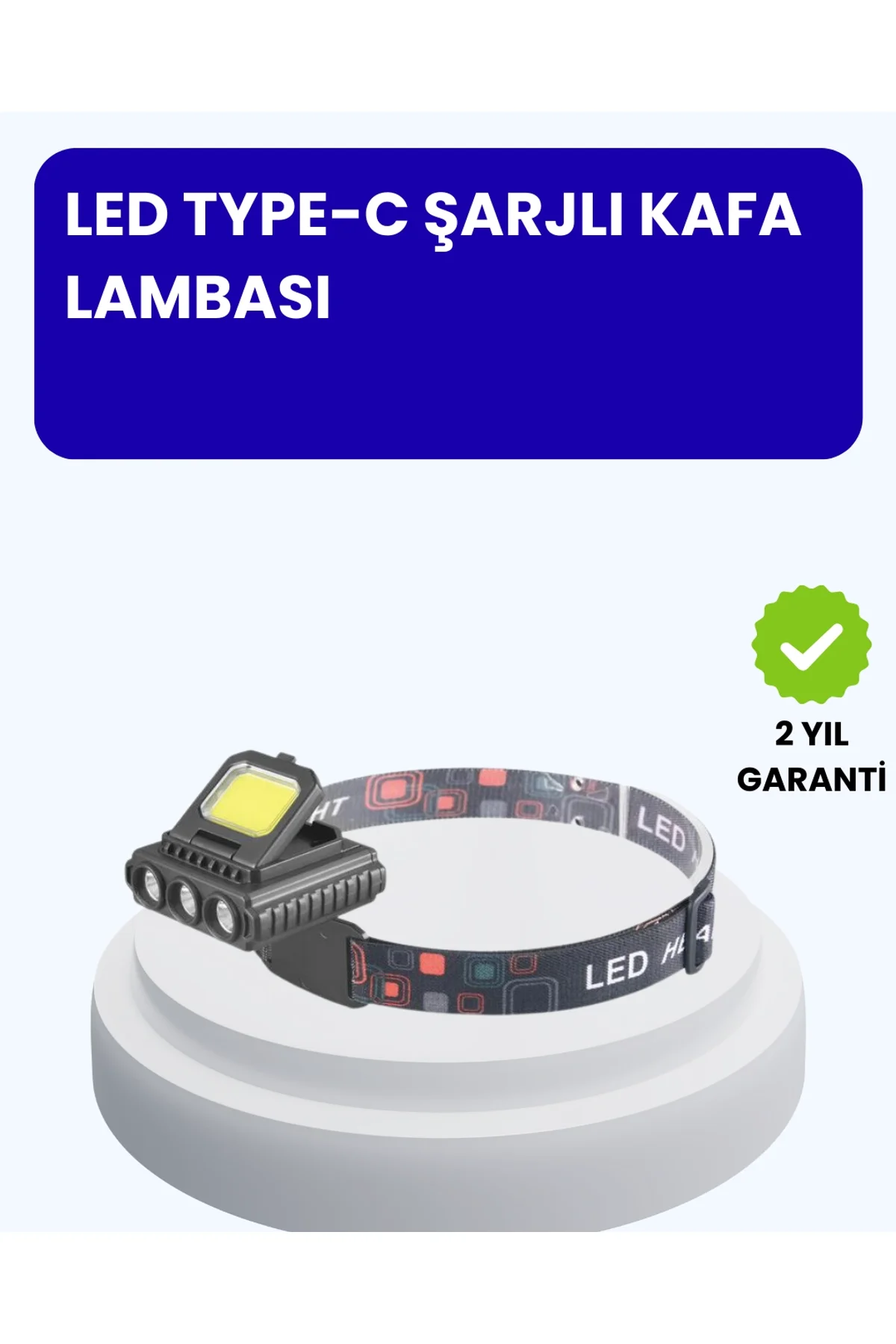 800 Lumen Led Kafa Lambası Cob Ve Xpe Led Type C Şarjlı Ayarlanabilir