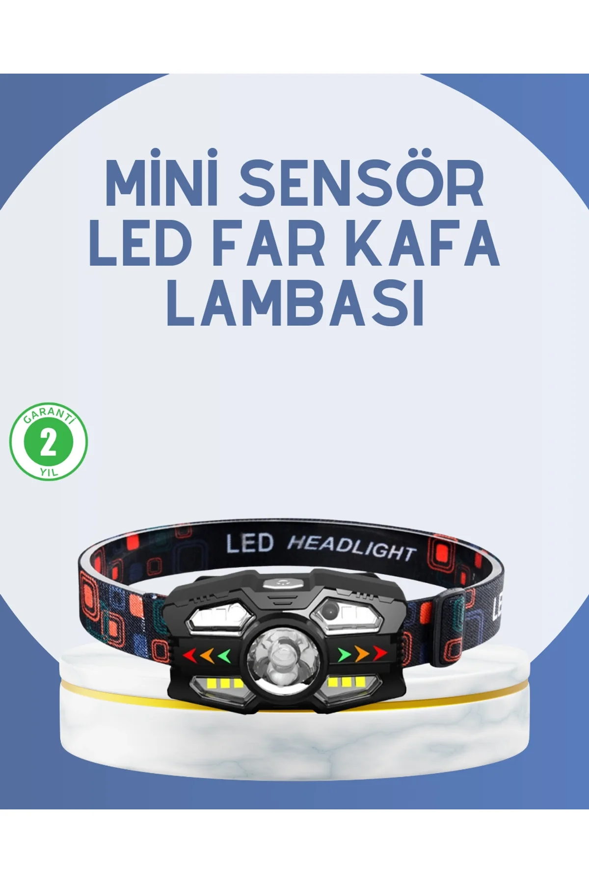 El Sensörlü Led Far Suya Dayanıklı Şarjlı Kafa Lambası