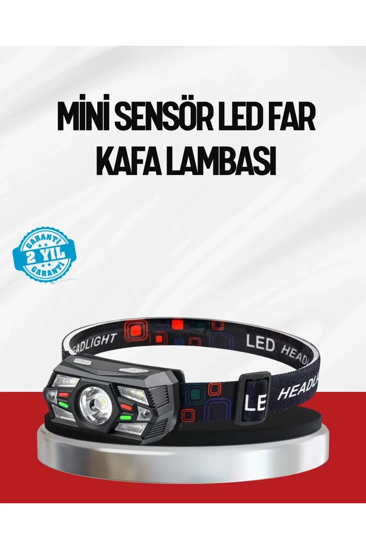 Sensörlü Led Kafa Lambası Kırmızı Beyaz Işık Ayarlanabilir - Just Cheap Store Görsel 2