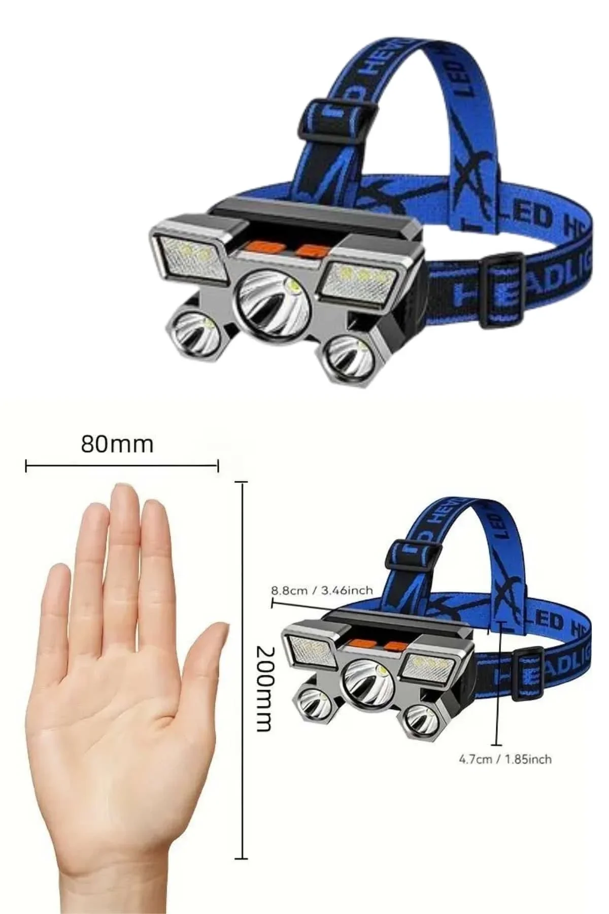 Kafa Lambası 800 Lümen 4 Mod Yüksek Işık Flaşörlü Şarjlı Led Lamba - Just Cheap Store Görsel 5