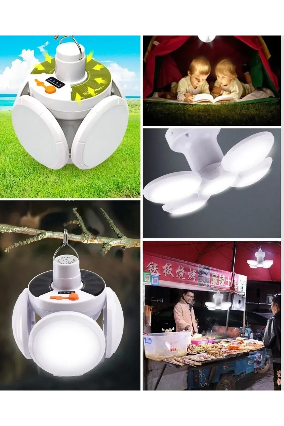 Katlanabilir 5 Kanatlı Solar Led Bahçe Ve Kamp Lambası - Just Cheap Store Görsel 5