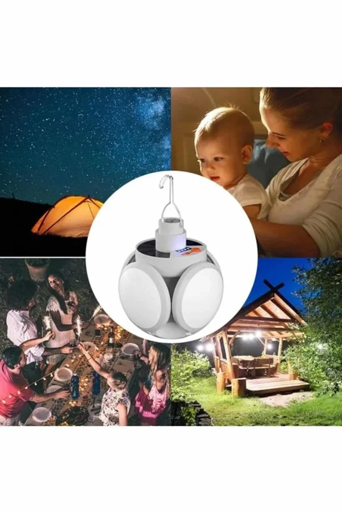 Katlanabilir Askılı Kamp Lambası 5 Kanatlı Pratik Güneş Enerjili - Just Cheap Store Görsel 4