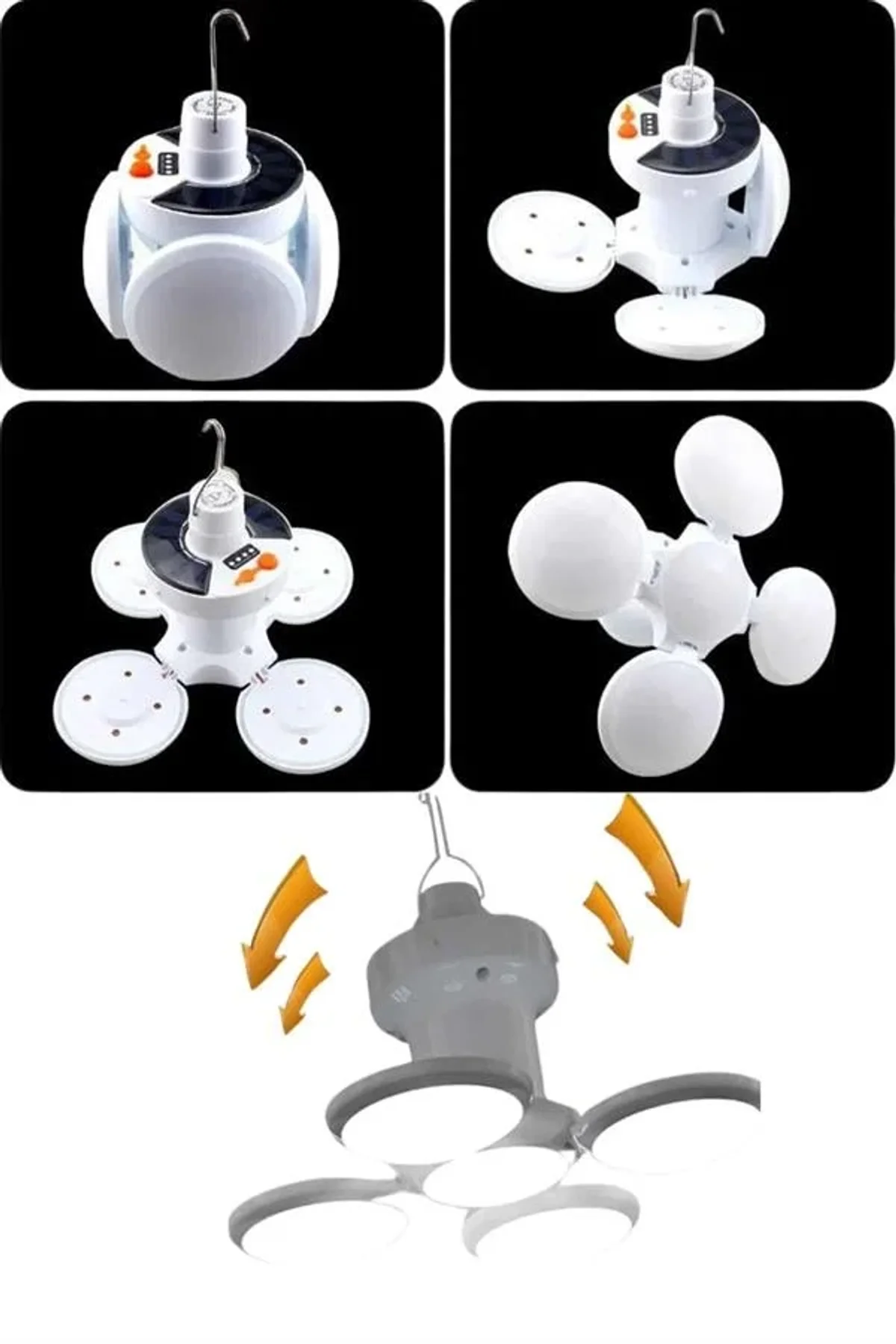 Katlanabilir Askılı Kamp Lambası 5 Kanatlı Pratik Güneş Enerjili - Just Cheap Store Görsel 5