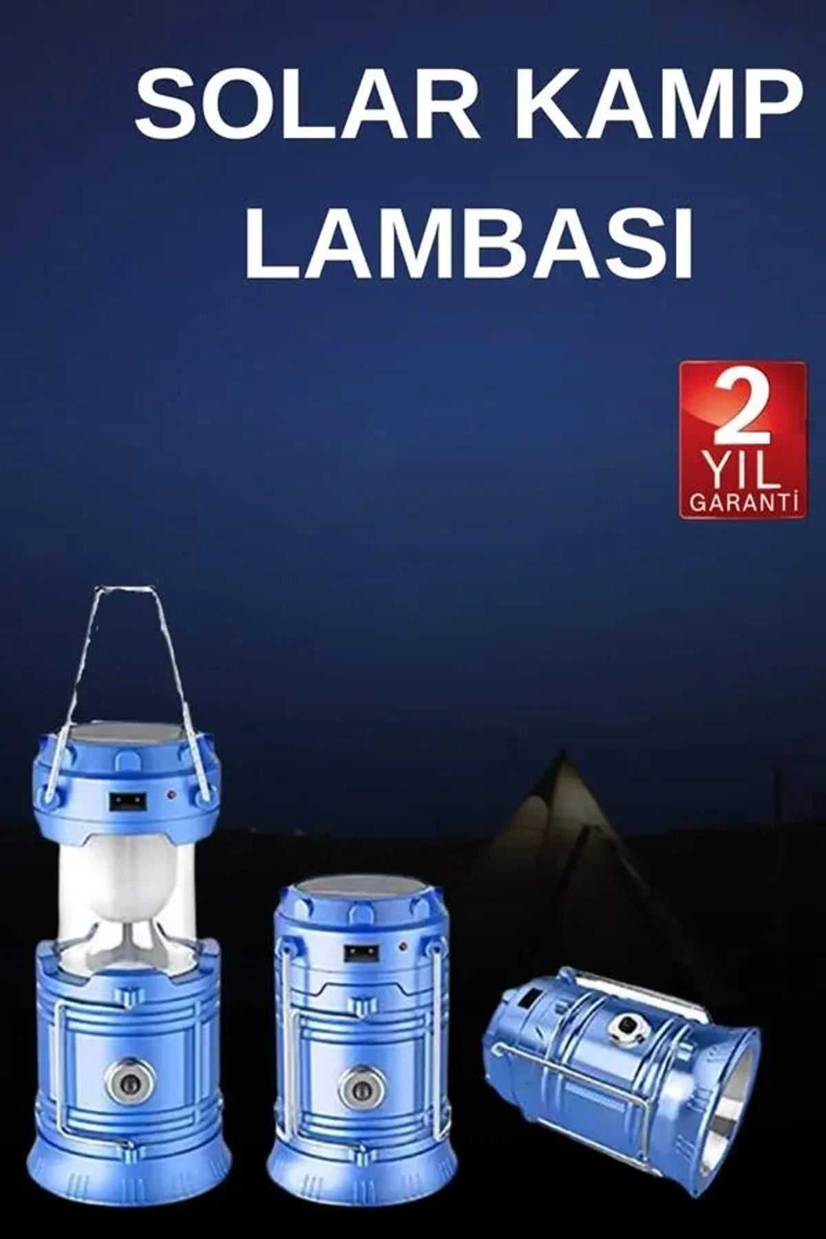 Solar Şarjlı Kamp Lambası Güneş Enerjili Kızaklı Kamp Feneri Çadır Feneri Led Işıldak - Just Cheap Store Görsel 3