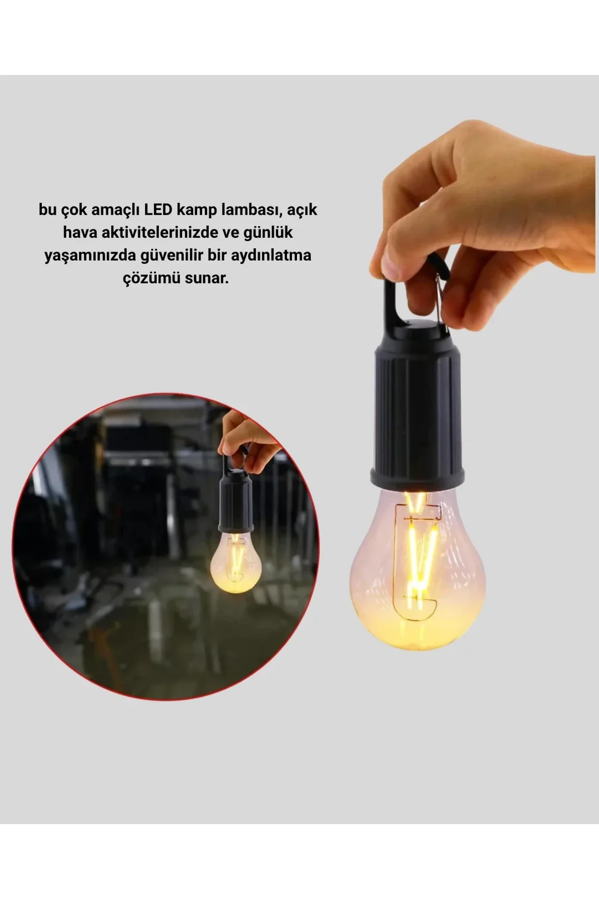 Taşınabilir Şarjlı Led Kamp Lambası – Type-c Girişli Ve Kancalı Tasarım - Just Cheap Store Görsel 4
