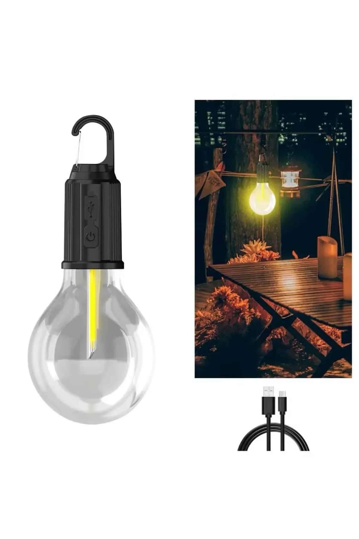 3 Farklı Mod Led'li Şarjlı Asma Kancalı Kamp Lambası Taşınabilir Ampul - Just Cheap Store Görsel 3