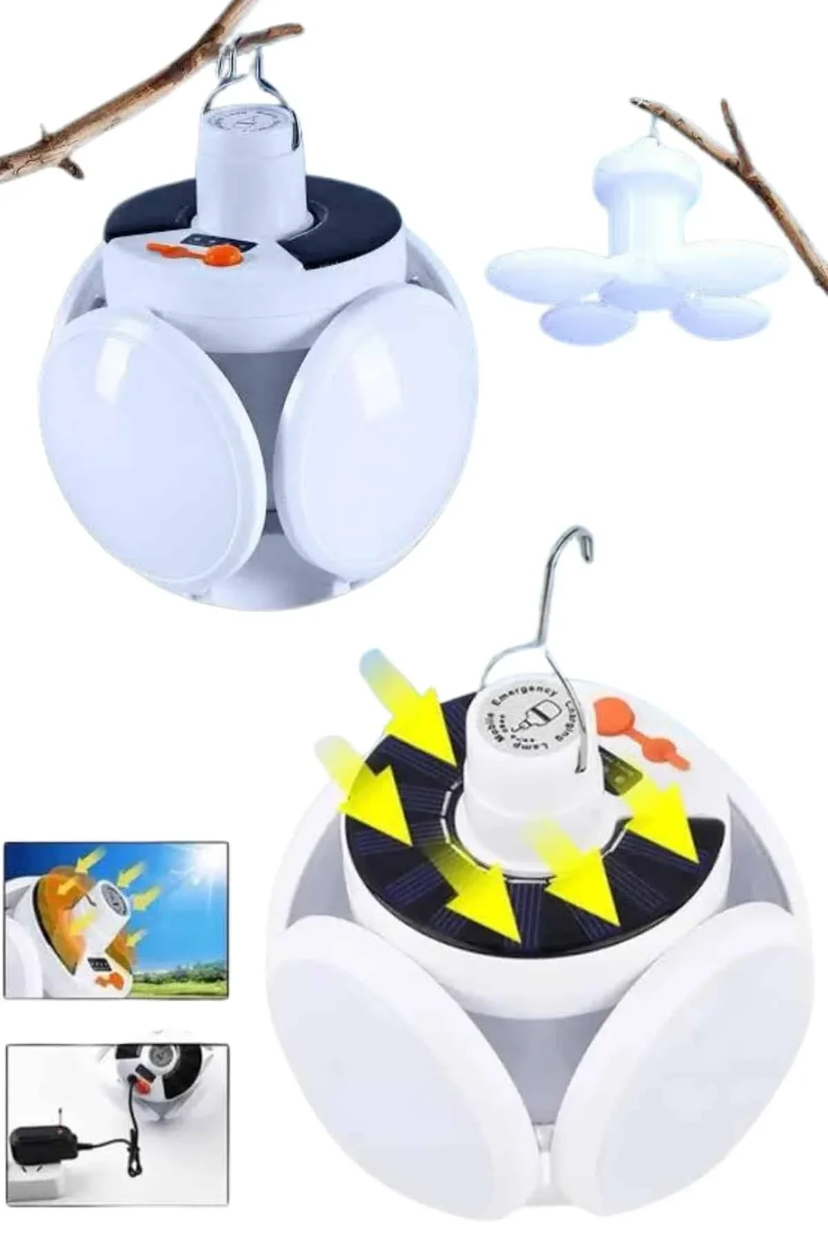 Katlanabilir Askılı Kamp Lambası 5 Kanatlı Pratik Güneş Enerjili - Just Cheap Store Görsel 3