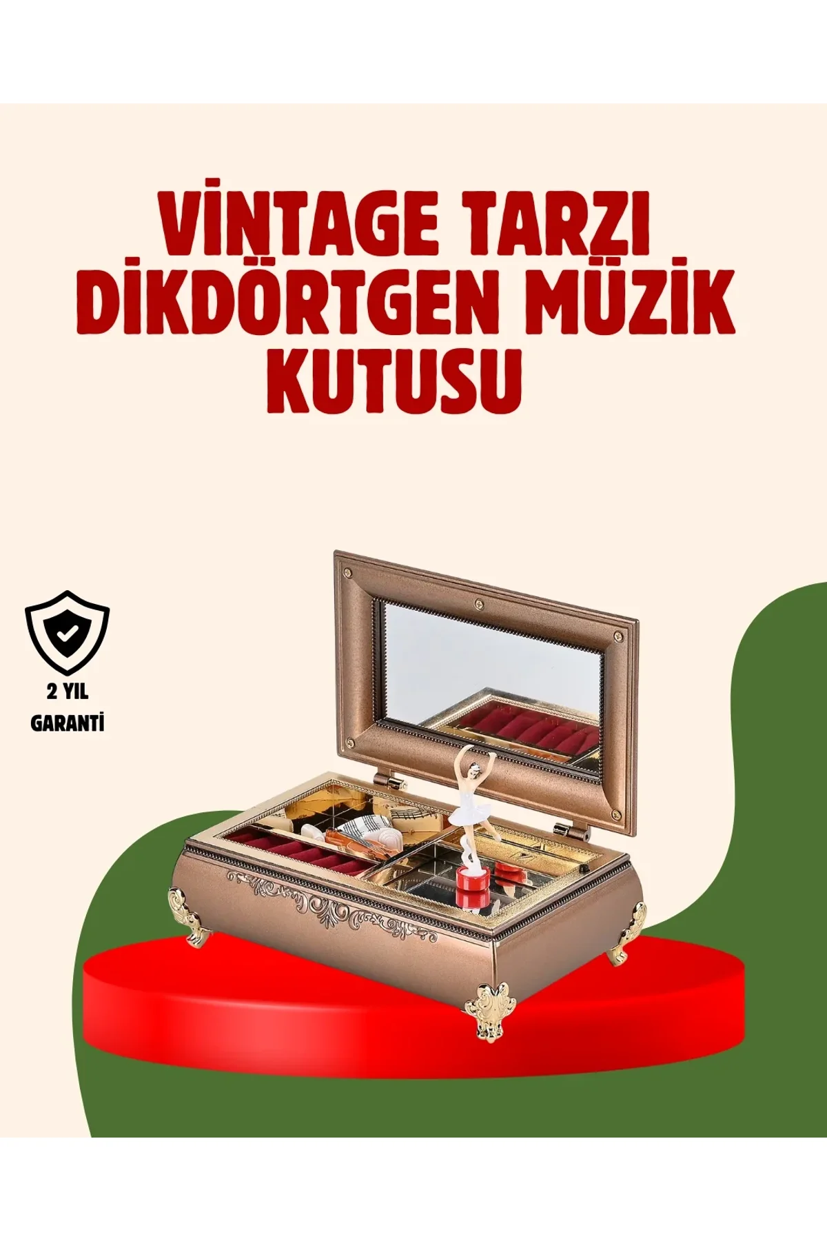 Piyano Şeklinde Balerinli Müzik Kutusu Takı Bölmeli Şık Model - Just Cheap Store Görsel 2