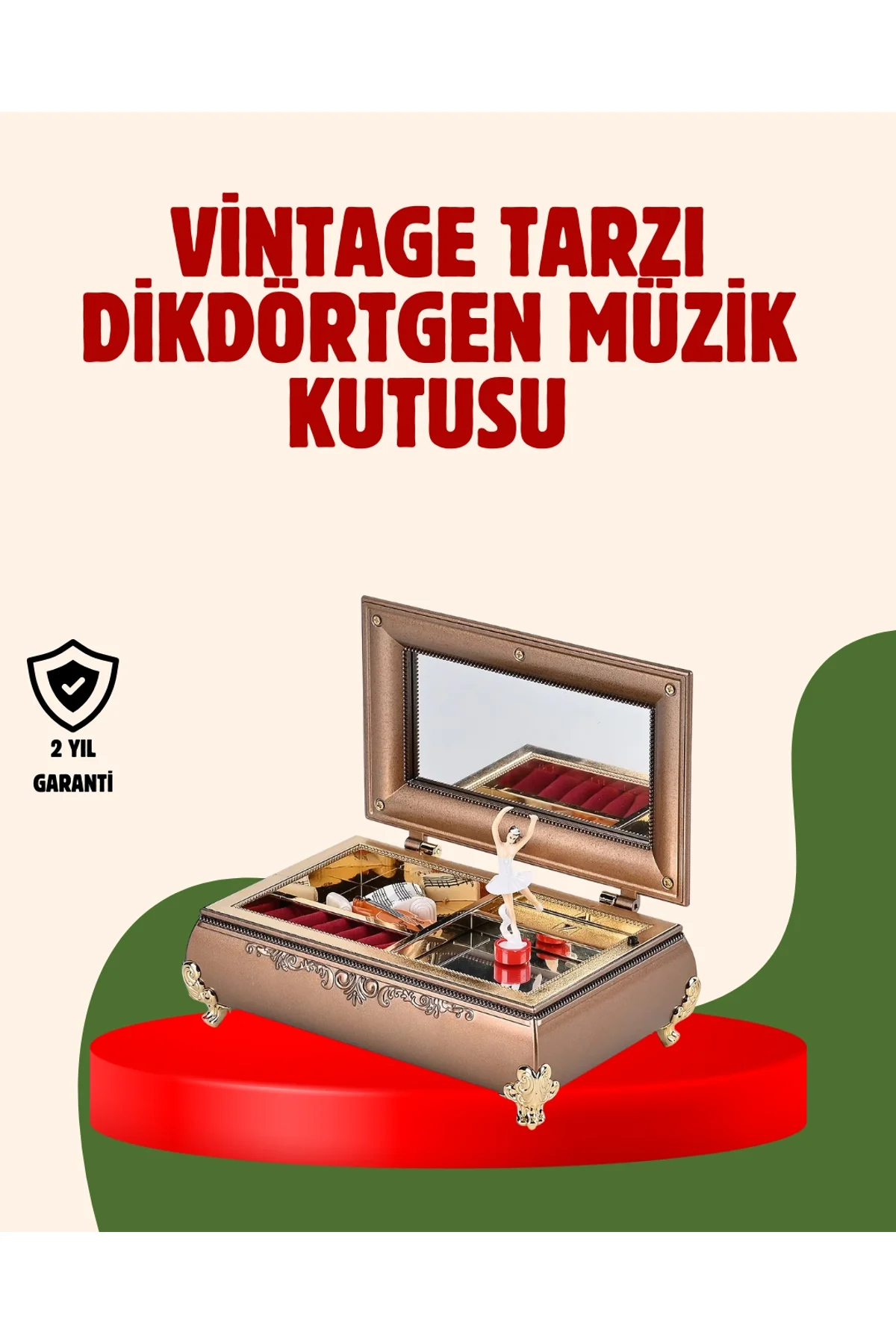 Piyano Şeklinde Balerinli Müzik Kutusu Takı Bölmeli Şık Model