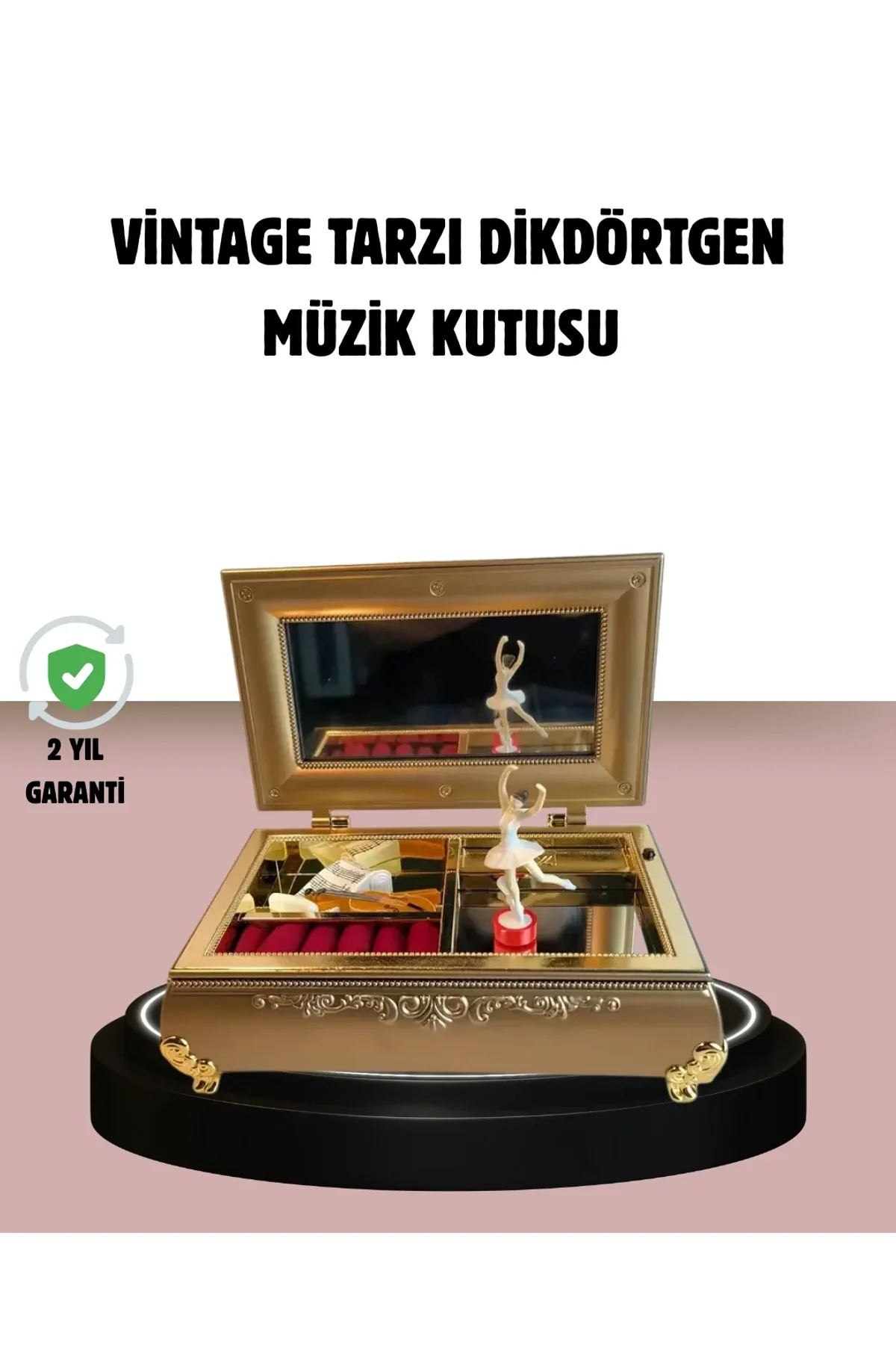Balerinli Müzikli Takı Kutusu Piyano Tasarım Kız Çocuk Hediyelik - Just Cheap Store Görsel 2