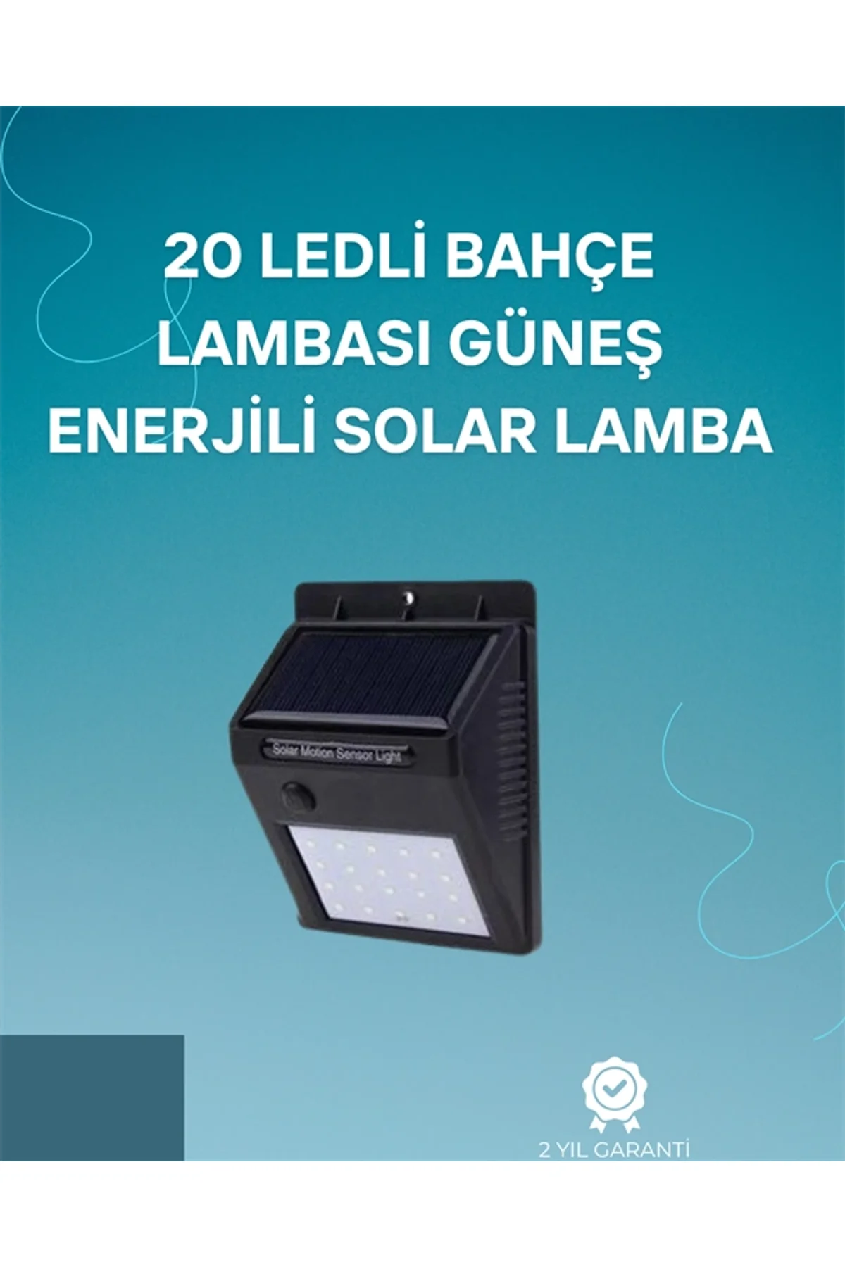 Hareket Sensörlü Solar Lamba | 120° Algılama Açısı, 3-4 Metre Mesafe, Suya Dayanıklı Led