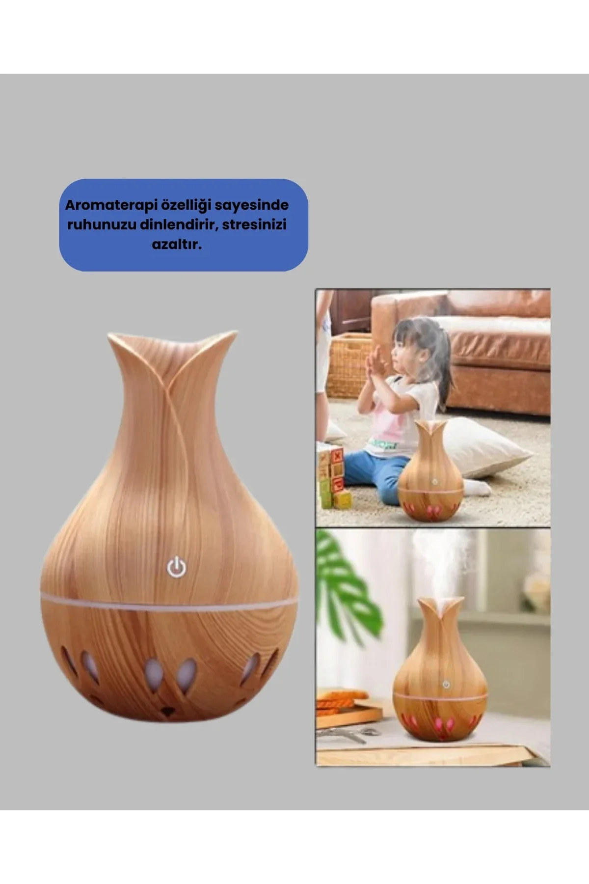 Ultrasonik Ahşap Desenli 130ml Aromaterapi Difüzör Ve Hava Nemlendirici - Just Cheap Store Görsel 4