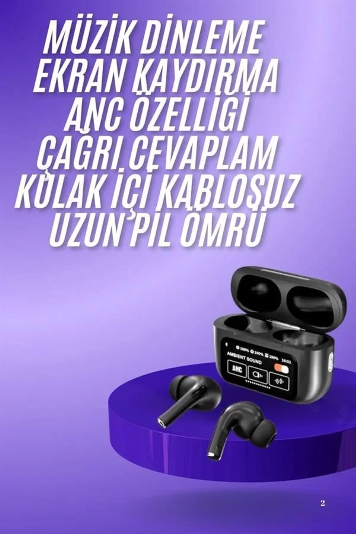 2.nesil Pro Ekranlı Sesli Görüşme Yapabilen Kablosuz Bluetooth Kulaklık - Just Cheap Store Görsel 2