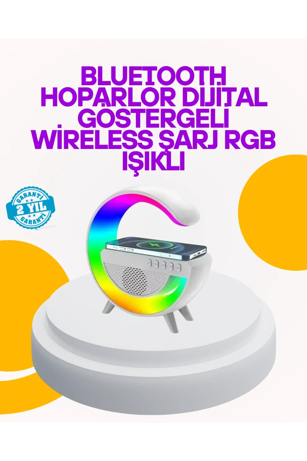Renkli Işıklı 15w Kablosuz Şarjlı Masa Lambası - Just Cheap Store Görsel 2
