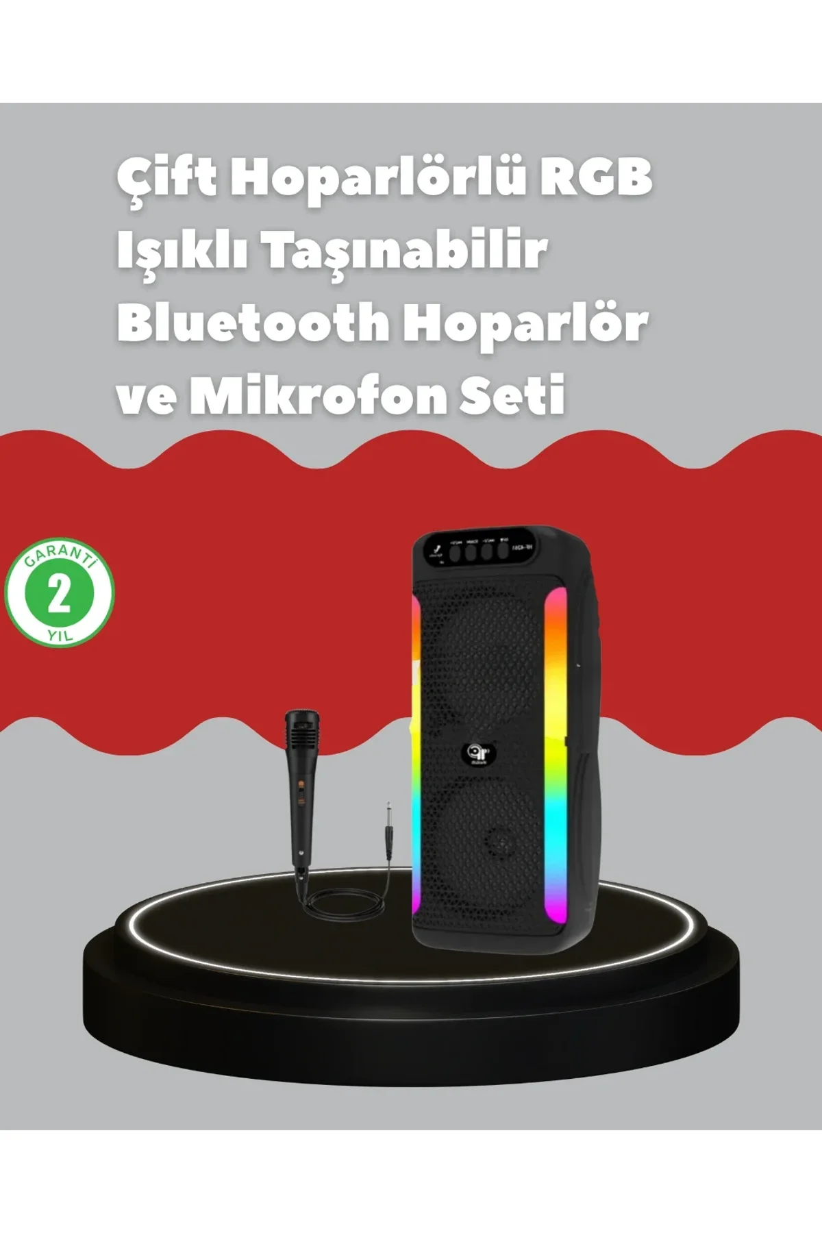 Çift 4 İnç Hoparlörlü Rgb Işıklı Bluetooth Ses Sistemi - Just Cheap Store Görsel 2