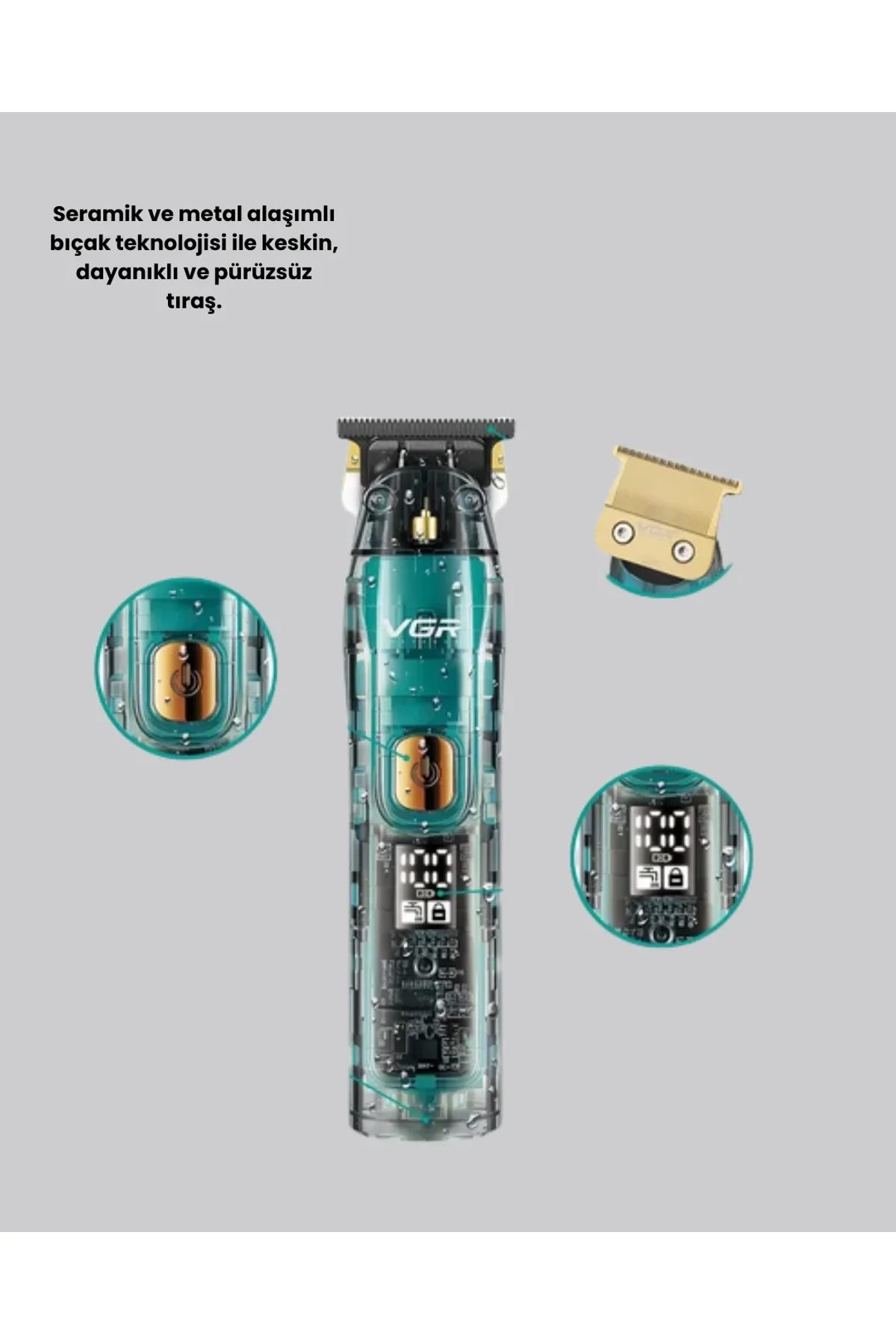 Vgr V-695 Şarjlı Saç Sakal Tıraş Makinesi 2600mah Batarya Ve Kılavuz Taraklı - Just Cheap Store Görsel 3