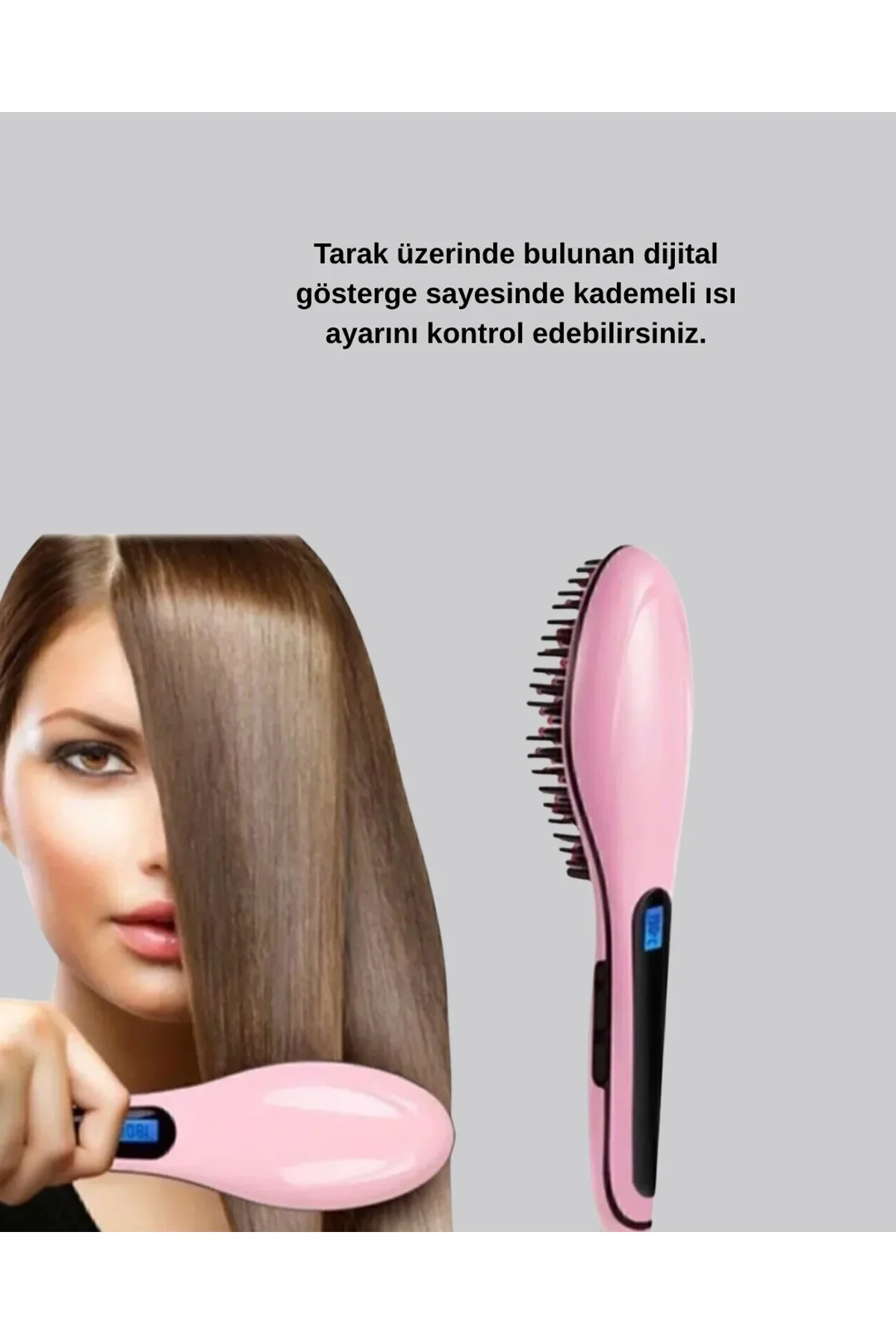 Dijital Ekranlı Seramik Saç Düzleştirici Tarak – 5 Kademeli Isı Ayarı, İyon Kontrollü - Just Cheap Store Görsel 5