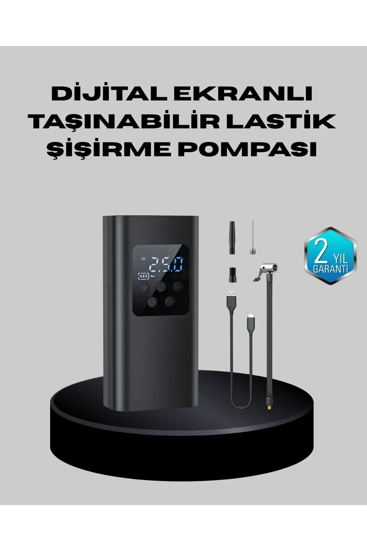 Taşınabilir 80w Kablosuz Lastik Şişirme Pompası Dijital Ekranlı - Just Cheap Store Görsel 2