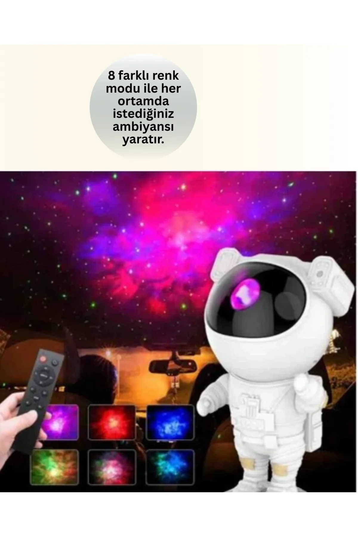 Bluetooth Ve Dahili Ses Özellikli Astronot Projeksiyon Lambası - Just Cheap Store Görsel 3