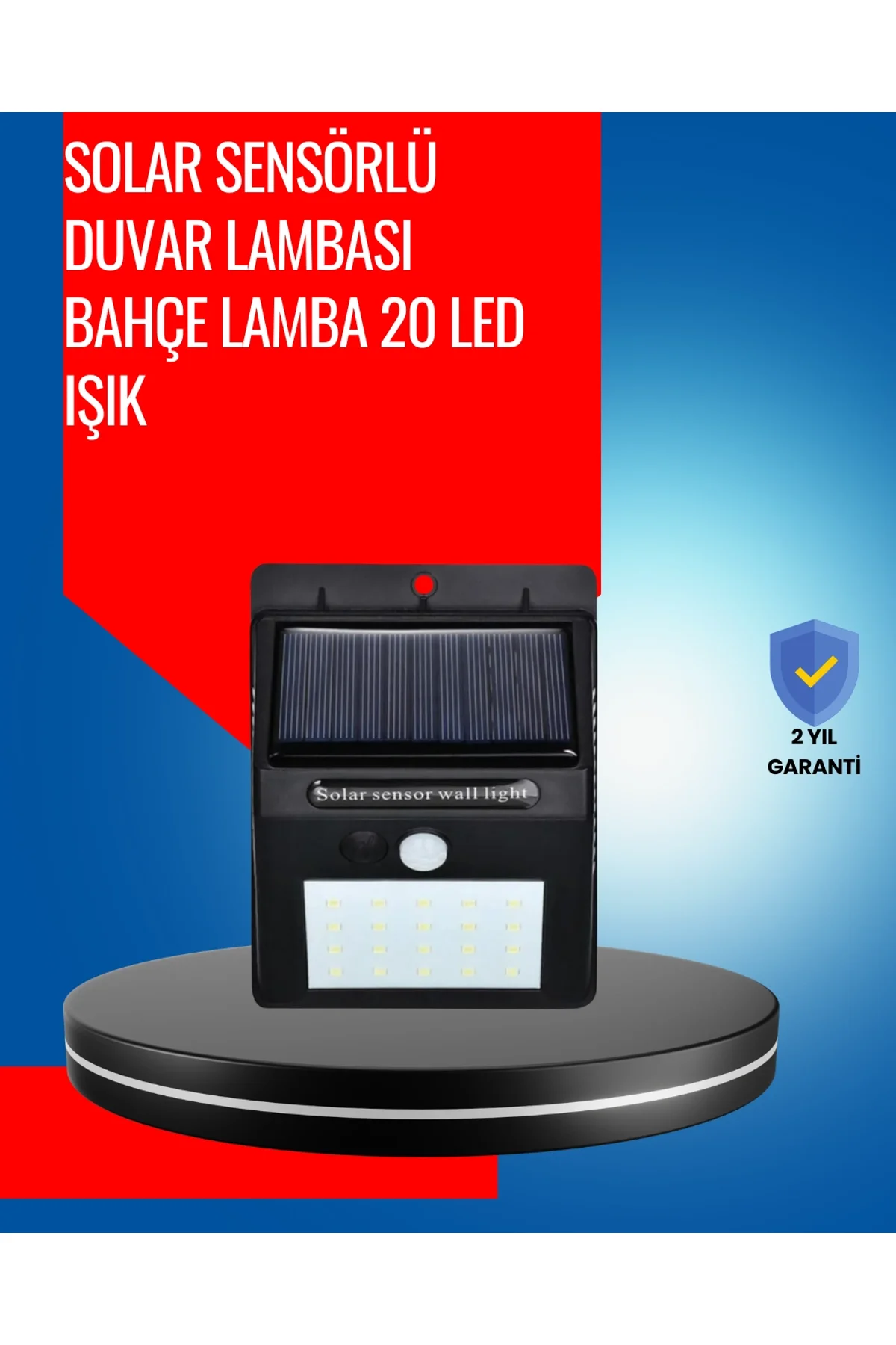 Solar Enerjiyle Çalışan Ip65 Su Geçirmez 20 Led Duvar Lambası